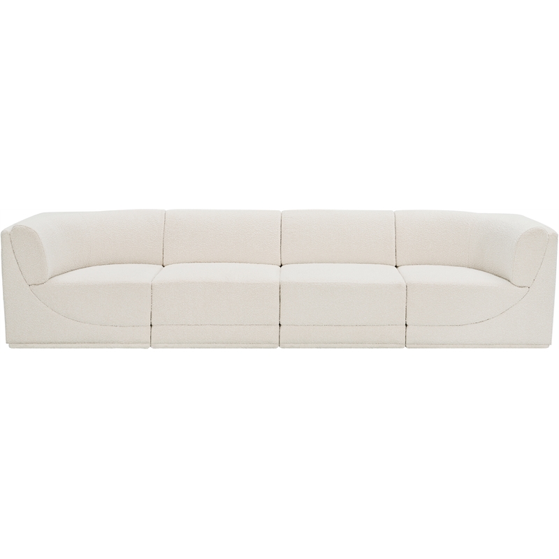 Bowery Hill Contemporary Rich Cream Boucle Fabric Modular Sofa