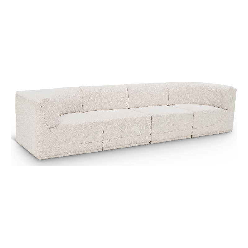 Bowery Hill Contemporary Rich Cream Boucle Fabric Modular Sofa