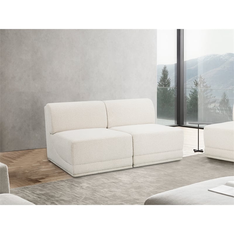 Bowery Hill Contemporary Rich Cream Boucle Fabric Modular Sofa