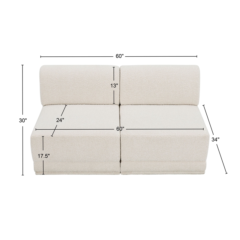 Bowery Hill Contemporary Rich Cream Boucle Fabric Modular Sofa