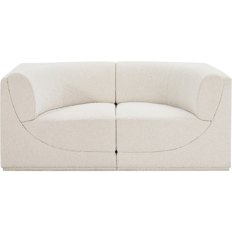 Bowery Hill Contemporary Rich Cream Boucle Fabric Modular Sofa