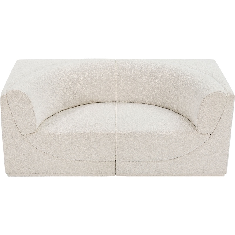 Bowery Hill Contemporary Rich Cream Boucle Fabric Modular Sofa
