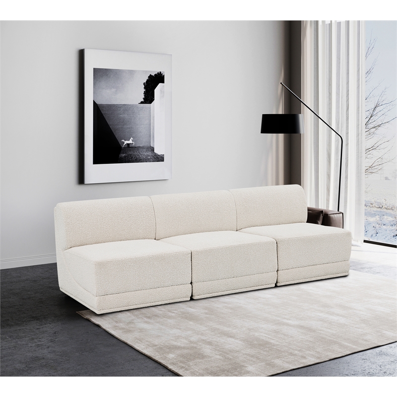 Bowery Hill Contemporary Rich Cream Boucle Fabric Modular Sofa