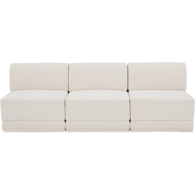 Bowery Hill Contemporary Rich Cream Boucle Fabric Modular Sofa