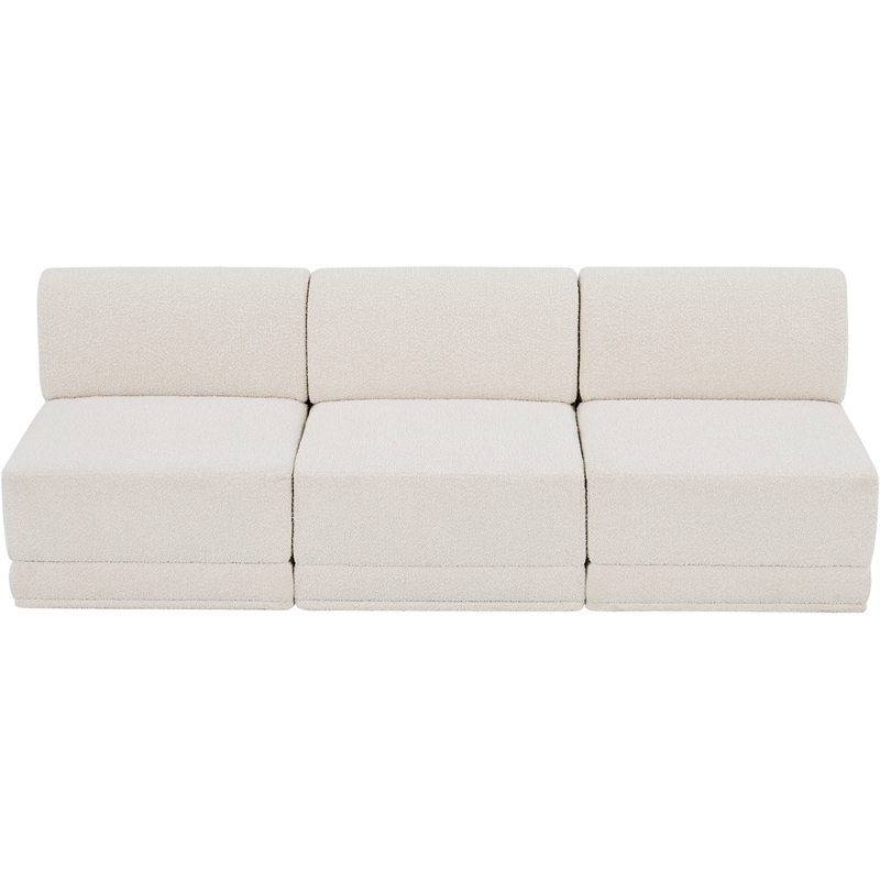 Bowery Hill Contemporary Rich Cream Boucle Fabric Modular Sofa