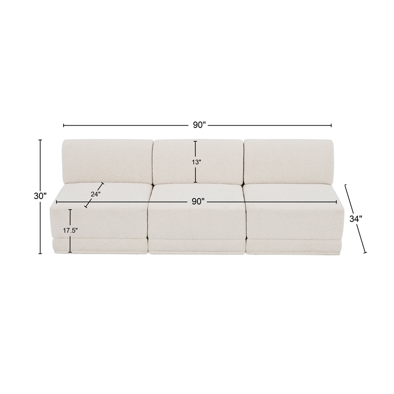 Bowery Hill Contemporary Rich Cream Boucle Fabric Modular Sofa