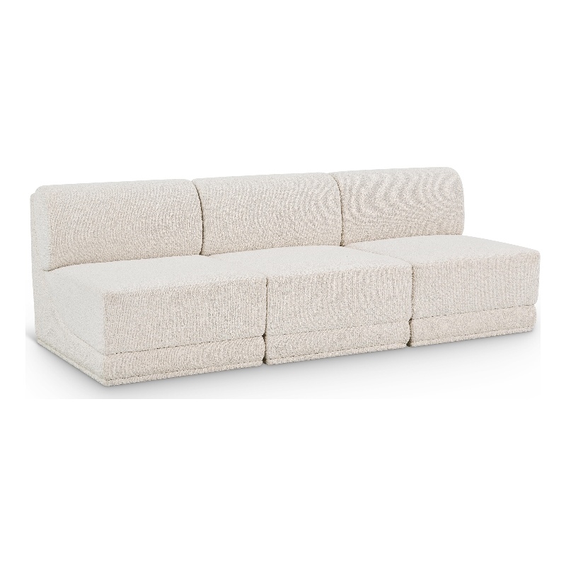 Bowery Hill Contemporary Rich Cream Boucle Fabric Modular Sofa