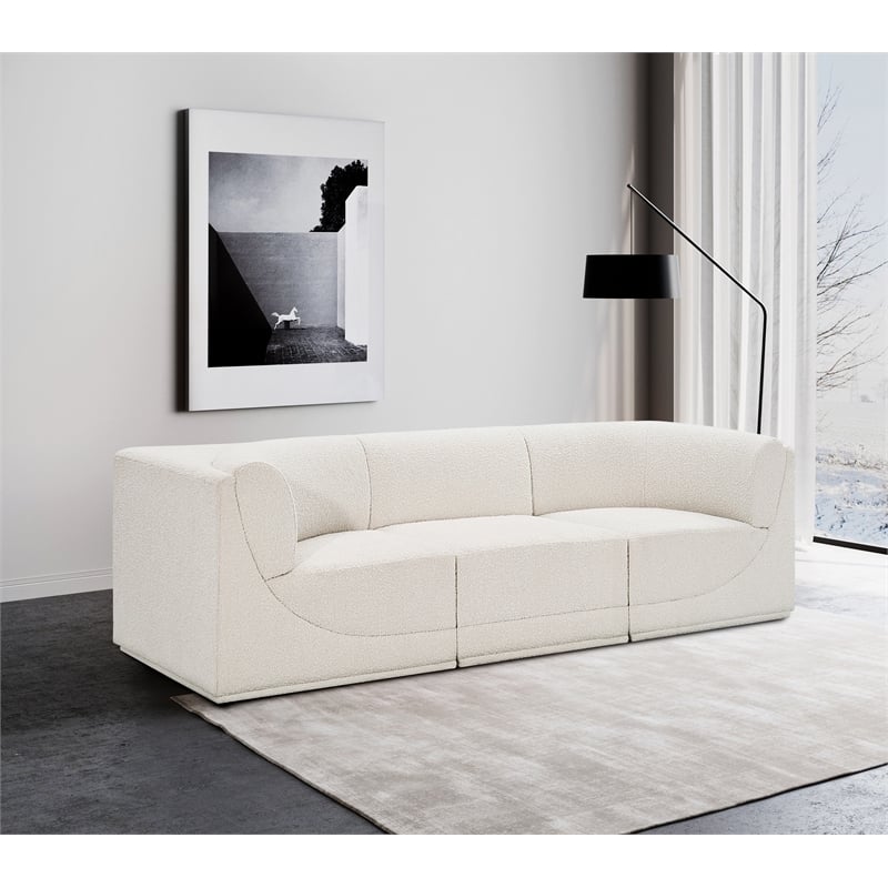 Bowery Hill Contemporary Rich Cream Boucle Fabric Modular Sofa