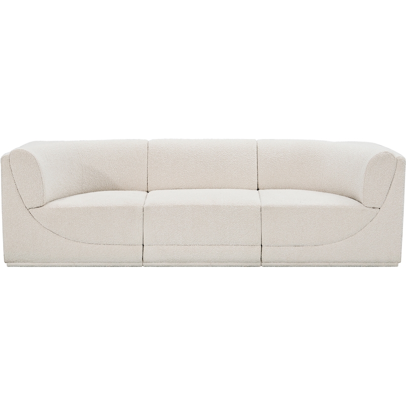 Bowery Hill Contemporary Rich Cream Boucle Fabric Modular Sofa
