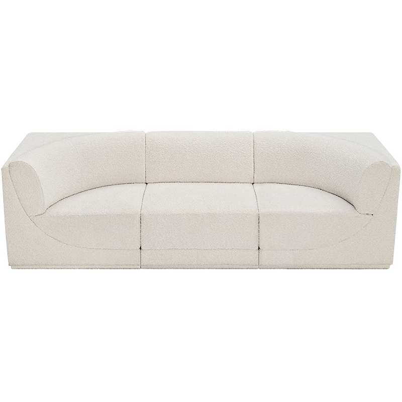 Bowery Hill Contemporary Rich Cream Boucle Fabric Modular Sofa