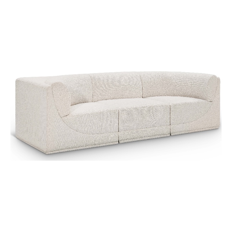Bowery Hill Contemporary Rich Cream Boucle Fabric Modular Sofa