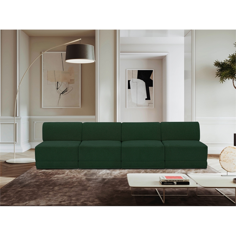 Bowery Hill Contemporary Rich Green Boucle Fabric Modular Sofa