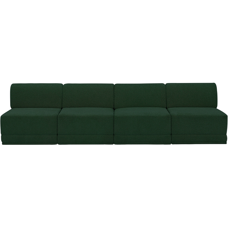 Bowery Hill Contemporary Rich Green Boucle Fabric Modular Sofa