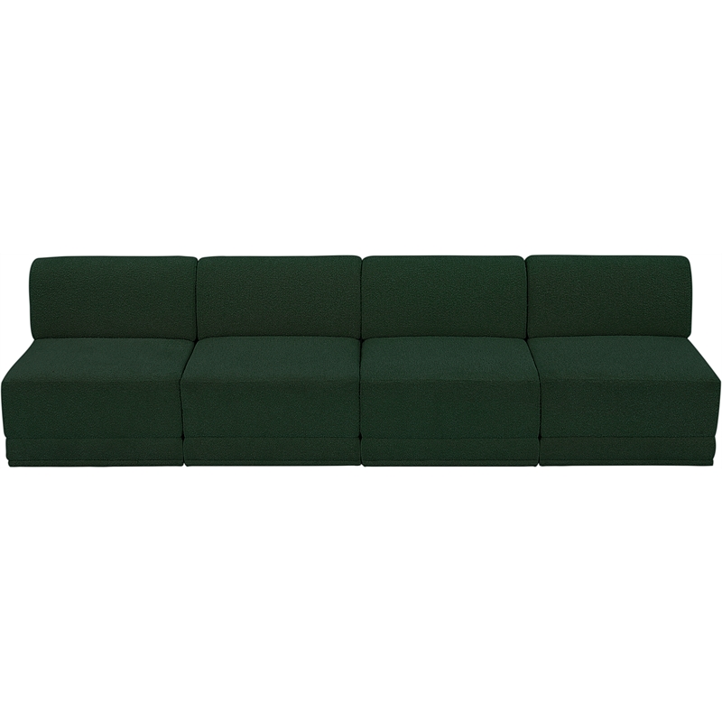 Bowery Hill Contemporary Rich Green Boucle Fabric Modular Sofa