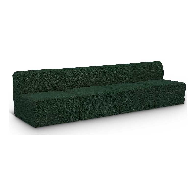 Bowery Hill Contemporary Rich Green Boucle Fabric Modular Sofa