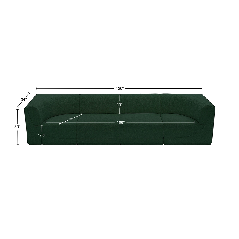Bowery Hill Contemporary Rich Green Boucle Fabric Modular Sofa