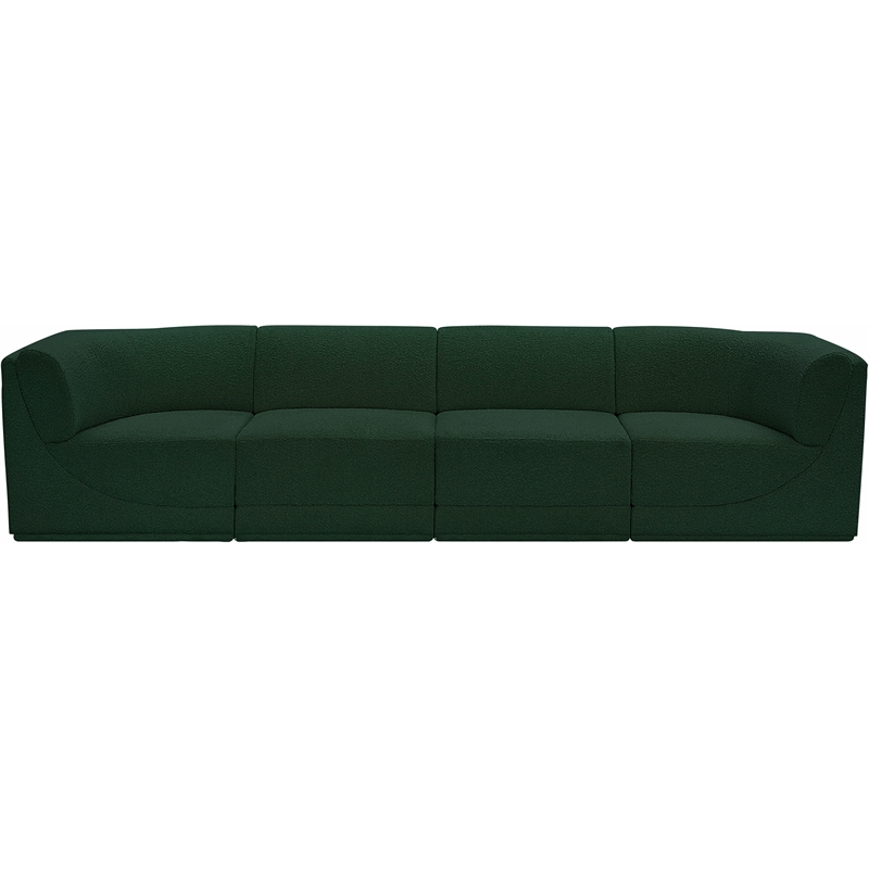 Bowery Hill Contemporary Rich Green Boucle Fabric Modular Sofa