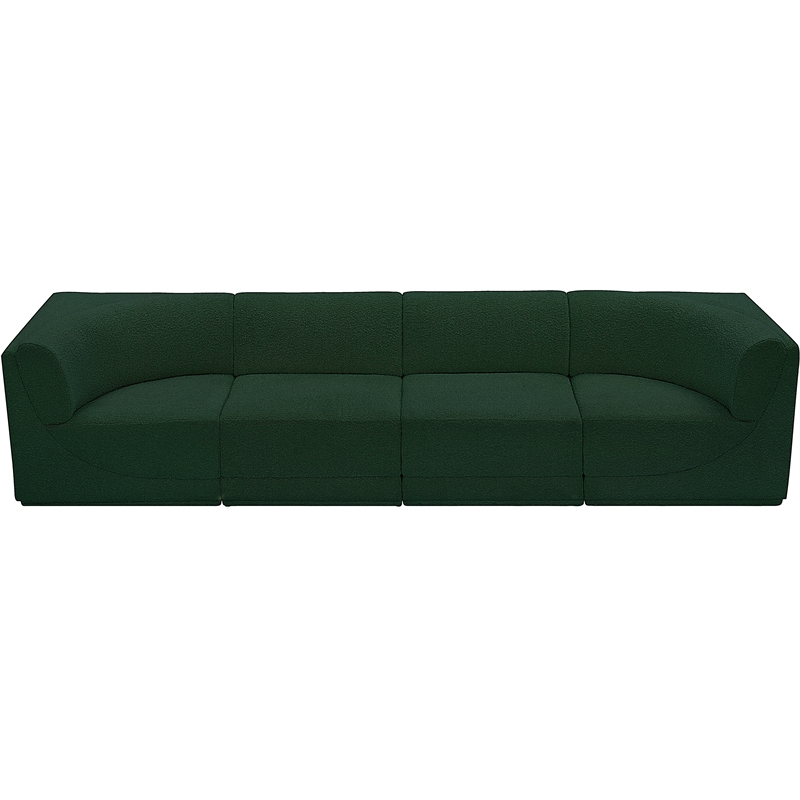 Bowery Hill Contemporary Rich Green Boucle Fabric Modular Sofa