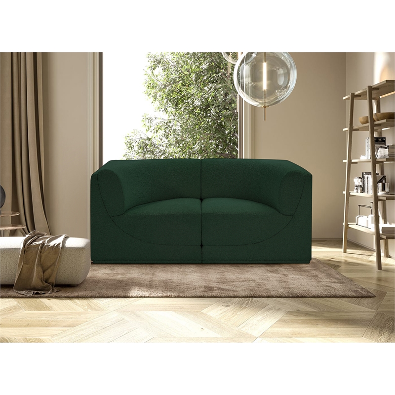 Bowery Hill Contemporary Rich Green Boucle Fabric Modular Sofa