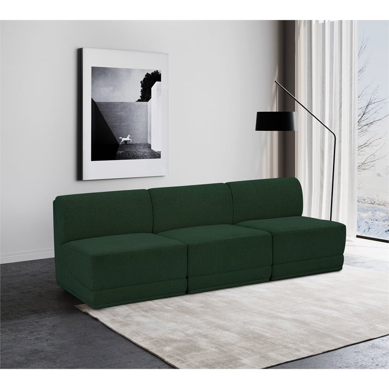 Bowery Hill Contemporary Rich Green Boucle Fabric Modular Sofa