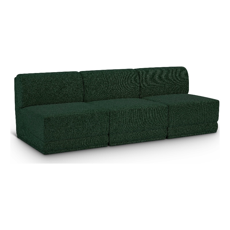 Bowery Hill Contemporary Rich Green Boucle Fabric Modular Sofa