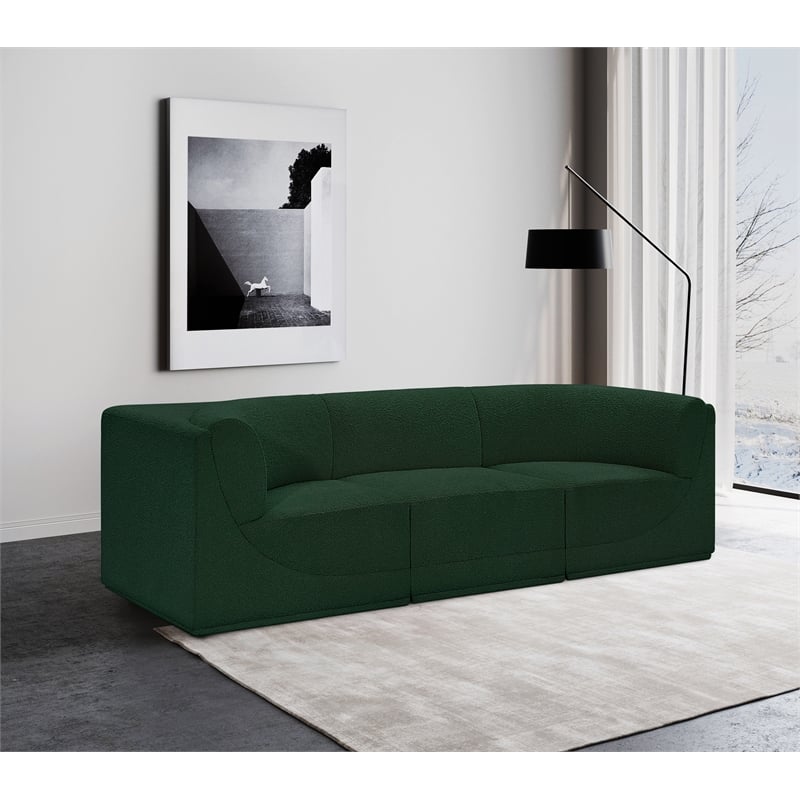 Bowery Hill Contemporary Rich Green Boucle Fabric Modular Sofa