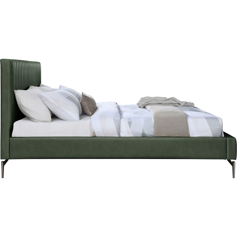 Bowery Hill Contemporary Deep Channel Tufted Soft Green Vegan Leather King Bed