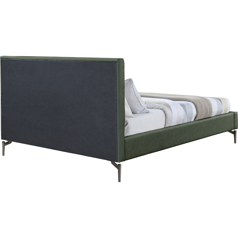 Bowery Hill Contemporary Deep Channel Tufted Soft Green Vegan Leather King Bed
