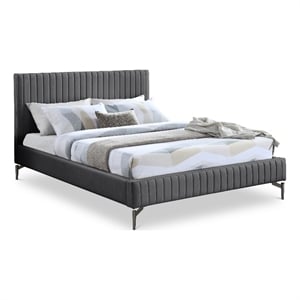 Bowery Hill Contemporary Soft Dark Grey Vegan Leather King Bed
