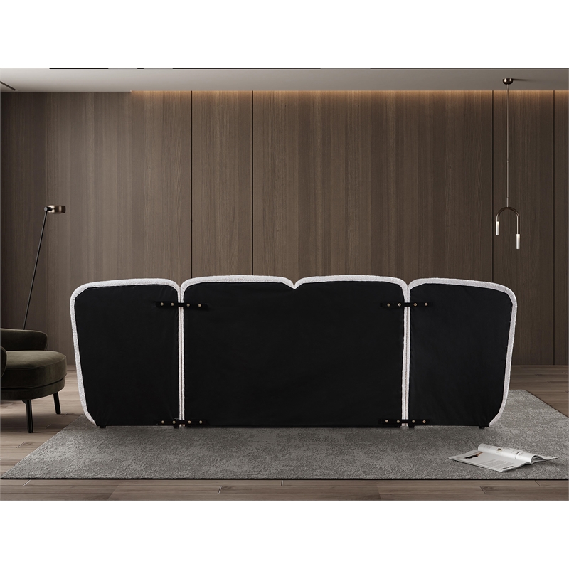 Bowery Hill Contemporary Cream Boucle Durable Fabric King Bed