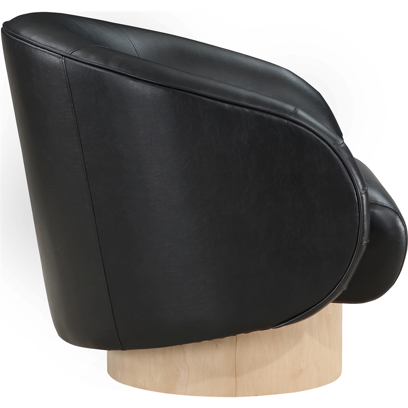 Bowery Hill Contemporary Black Vegan Leather Swivel Accent Chair
