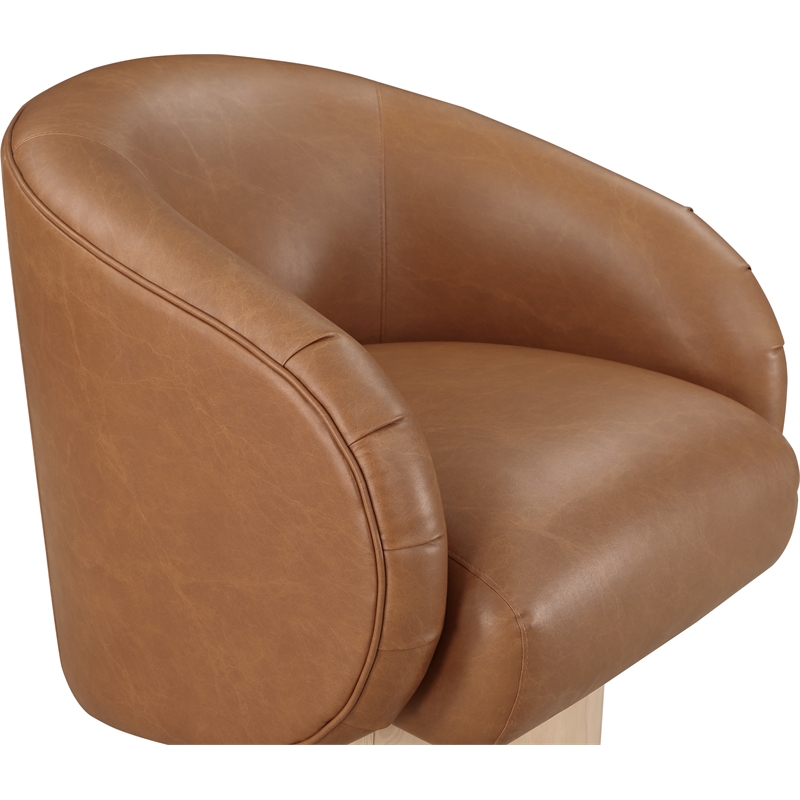 Bowery Hill Contemporary Cognac Vegan Leather Swivel Accent Chair
