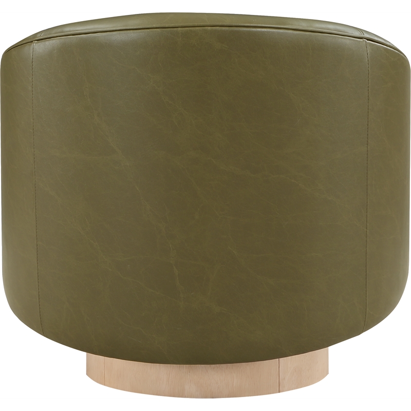 Bowery Hill Contemporary Olive Vegan Leather Swivel Accent Chair