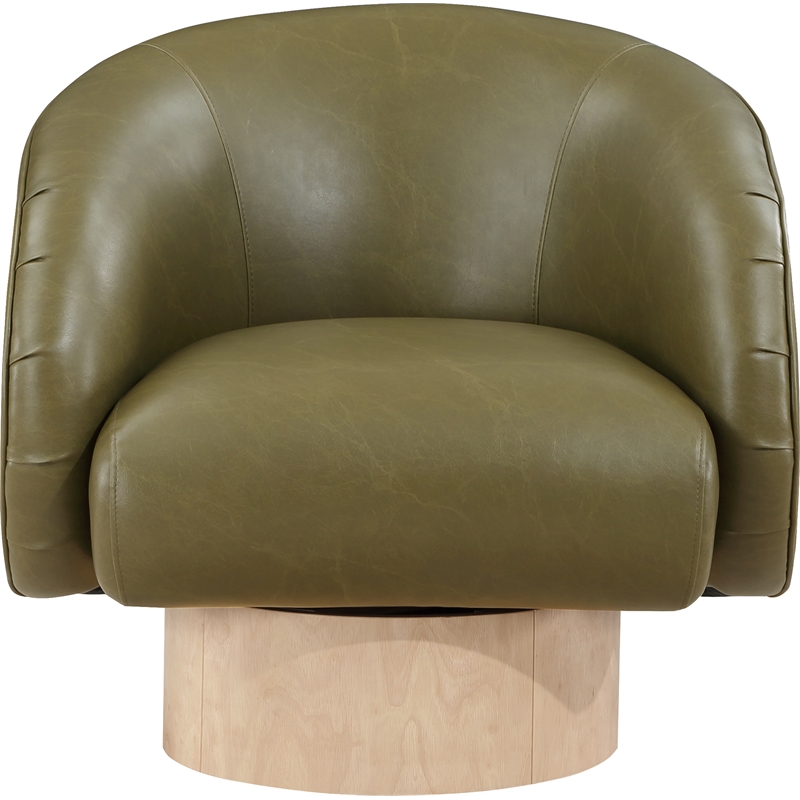 Bowery Hill Contemporary Olive Vegan Leather Swivel Accent Chair