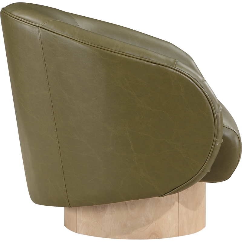 Bowery Hill Contemporary Olive Vegan Leather Swivel Accent Chair