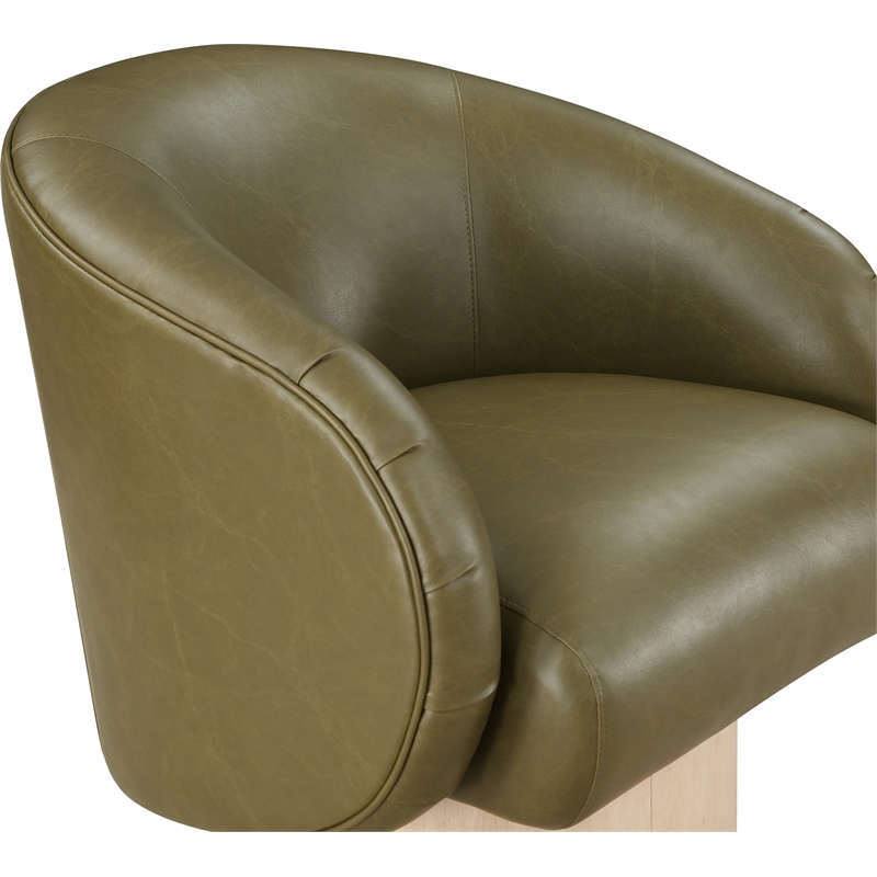 Bowery Hill Contemporary Olive Vegan Leather Swivel Accent Chair