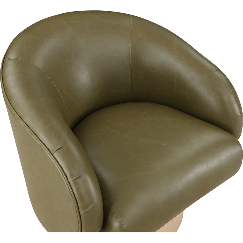 Bowery Hill Contemporary Olive Vegan Leather Swivel Accent Chair