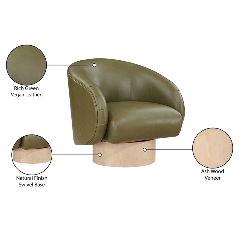 Bowery Hill Contemporary Olive Vegan Leather Swivel Accent Chair