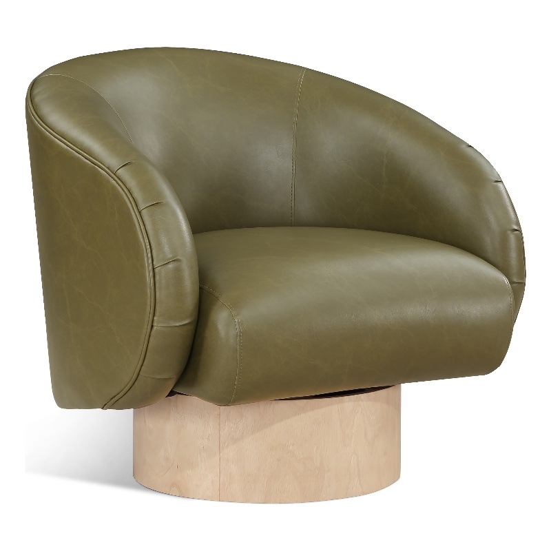 Bowery Hill Contemporary Olive Vegan Leather Swivel Accent Chair