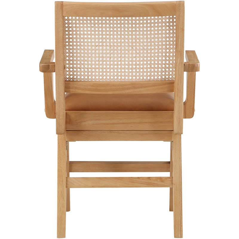 Bowery Hill Contemporary Cognac Vegan Leather Dining Arm Chair (Set of 2)