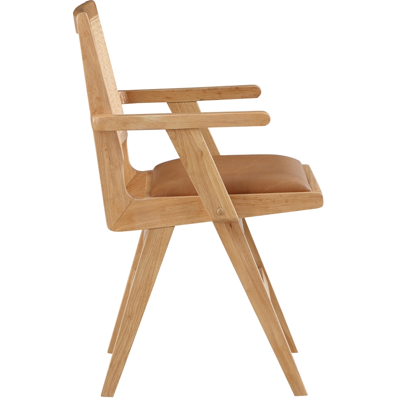 Bowery Hill Contemporary Cognac Vegan Leather Dining Arm Chair (Set of 2)