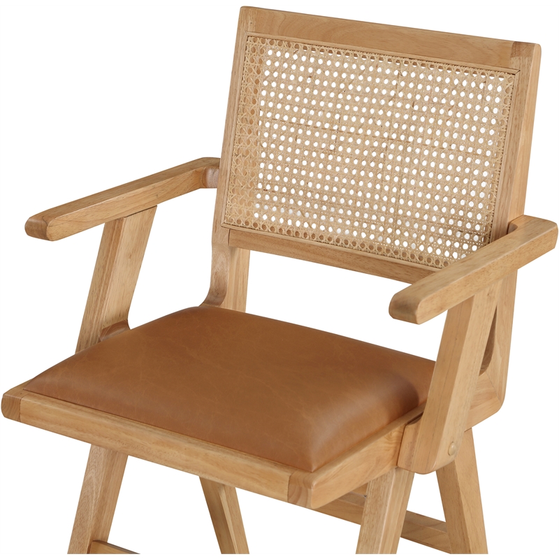 Bowery Hill Contemporary Cognac Vegan Leather Dining Arm Chair (Set of 2)