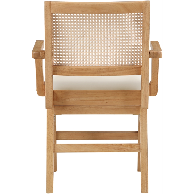 Bowery Hill Contemporary Cream Vegan Leather Dining Arm Chair (Set of 2)