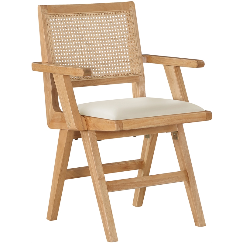 Bowery Hill Contemporary Cream Vegan Leather Dining Arm Chair (Set of 2)