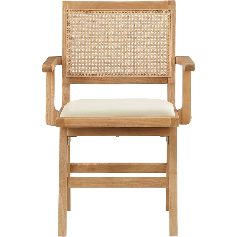 Bowery Hill Contemporary Cream Vegan Leather Dining Arm Chair (Set of 2)