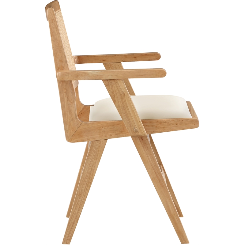 Bowery Hill Contemporary Cream Vegan Leather Dining Arm Chair (Set of 2)
