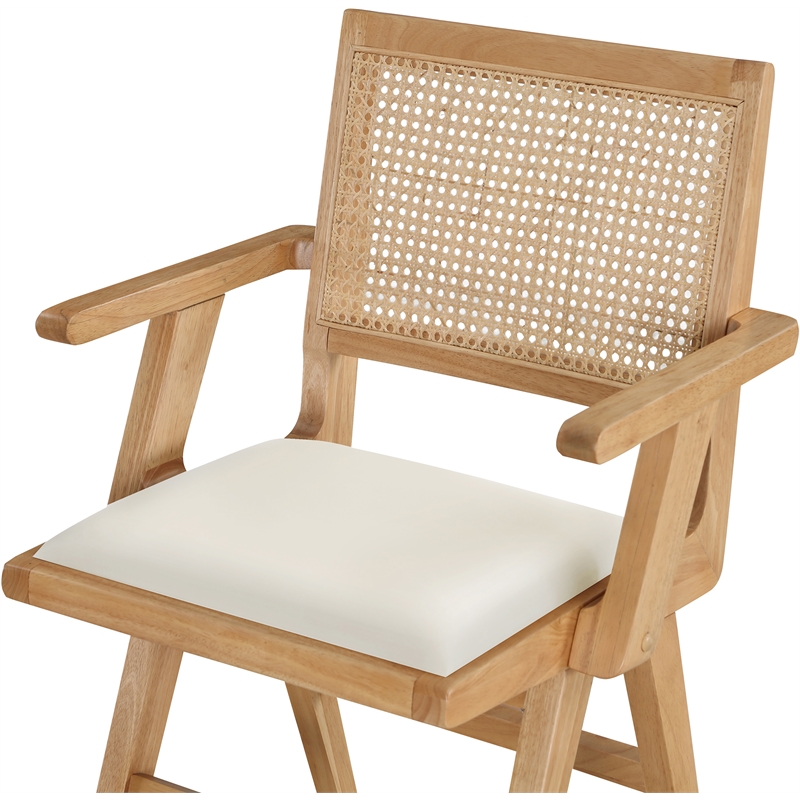 Bowery Hill Contemporary Cream Vegan Leather Dining Arm Chair (Set of 2)