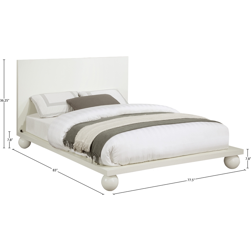 Bowery Hill Modern / Contemporary Solid Ash Wood Cream King Bed