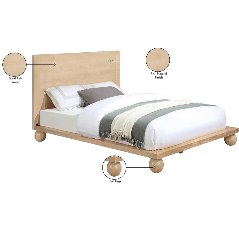 Bowery Hill Modern / Contemporary Solid Ash Wood Natural Queen Bed