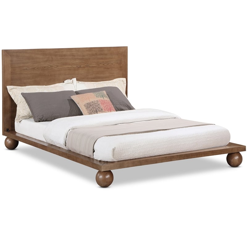 Bowery Hill Modern / Contemporary Solid Ash Wood Walnut Queen Bed